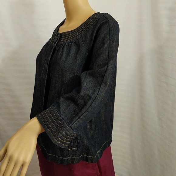 Ann Taylor denim dark Bolero Cape jacket M - Picture 3 of 8